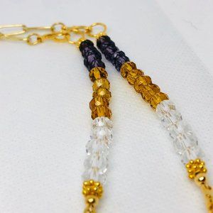 Amethyst/Topaz crystals w/24K gold filled mask hol